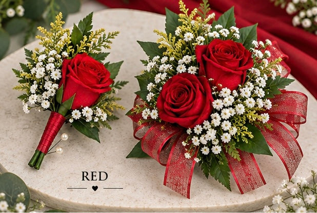 Matching Corsage & Boutonnière Set